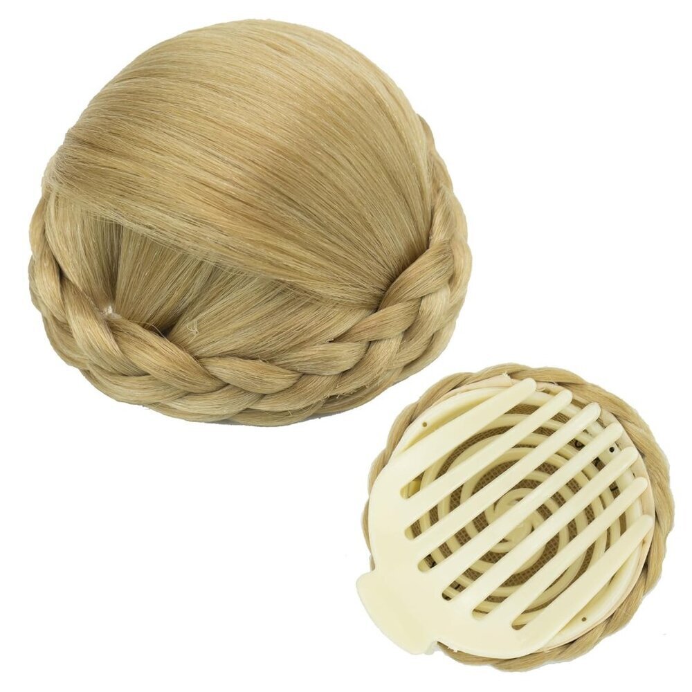 Braided Chignon Hair Donut Scrunchie Claw Updo for Wedding Party Ash Blonde
